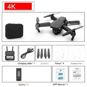 E88 Pro Foldable Quadcopter Drone WIFI FPV HD 4K Camera Altitude Hold with Charging Cable Fence Battery App Manual
