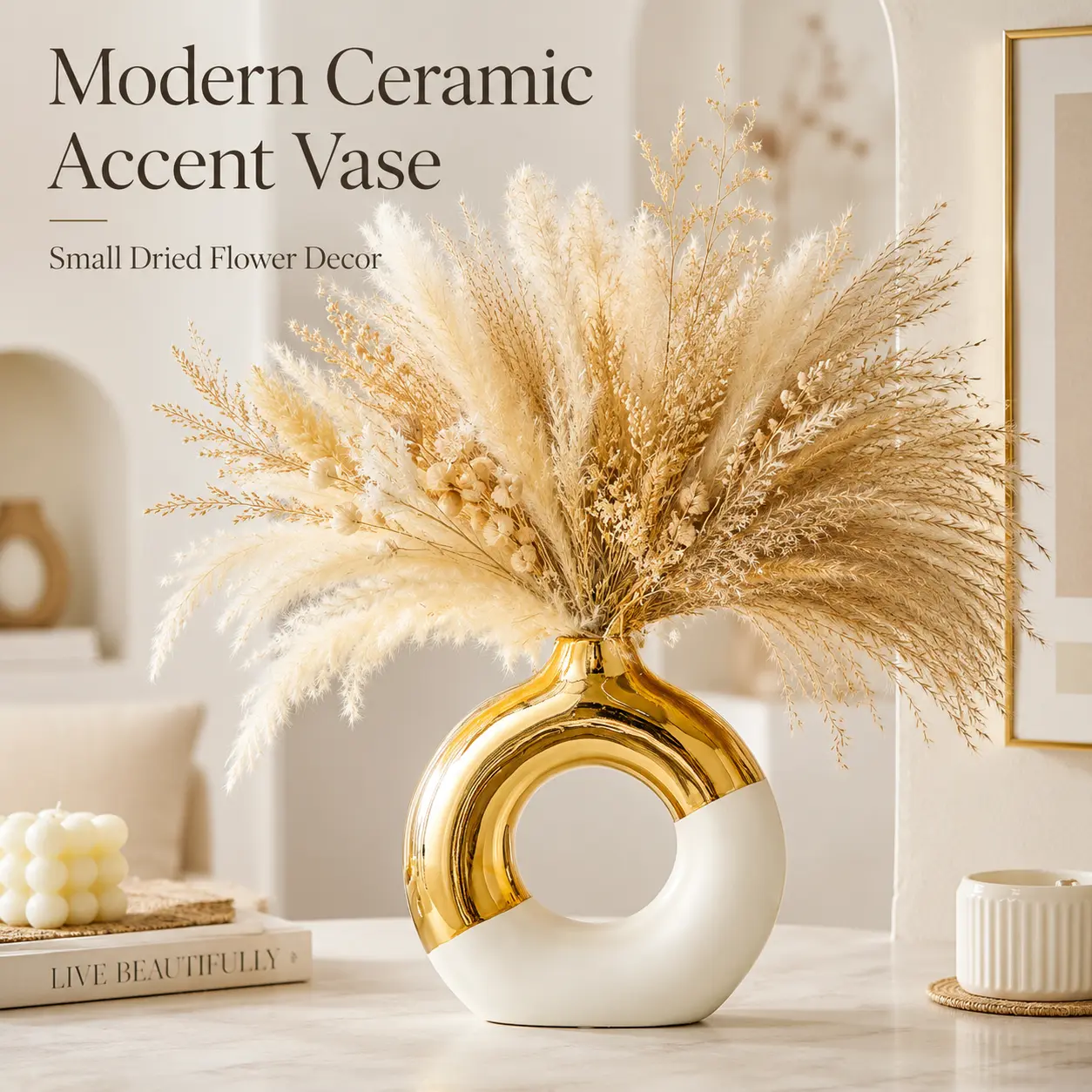 Waterproof Ceramic Tabletop Vase, Modern Aesthetic Marble-Style Home Decor for Living Room Centerpiece, Suitable for Thanksgiving, Congratulations, Anniversary Gatherings, Flower Vases
