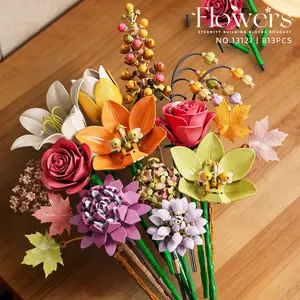 Mother's Day Bouquet Building Block Set, Artificial Plant Series for Adults Women, Eternal Flower Blocks Home Decor Gift