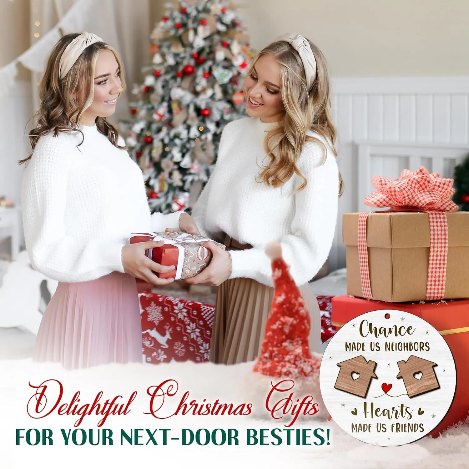 Gifts for Neighbor, Christmas Ornaments 2024 - Christmas, The Neighborhood Gifts for Friends, Hello Neighbor Friend Gifts for Women - Christmas Tree