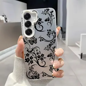 Elegant Floral Vines Soft Silicone Phone Case For Galaxy S26/S26Ultra/S26Plus/S25/S25Ultra/S25Plus/S24/S24Ultra/S24Plus/S24fe/S23/S23Ultra/S23Plus/S23fe/S22/S22Ultra/S22Plus/S21/S21Ultra Shockproof|Full Camera Protection|Anti-Scratch