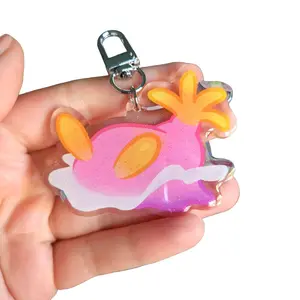 Nudibrancg Glitter Keychain - Sea Slug with Silver Clasp