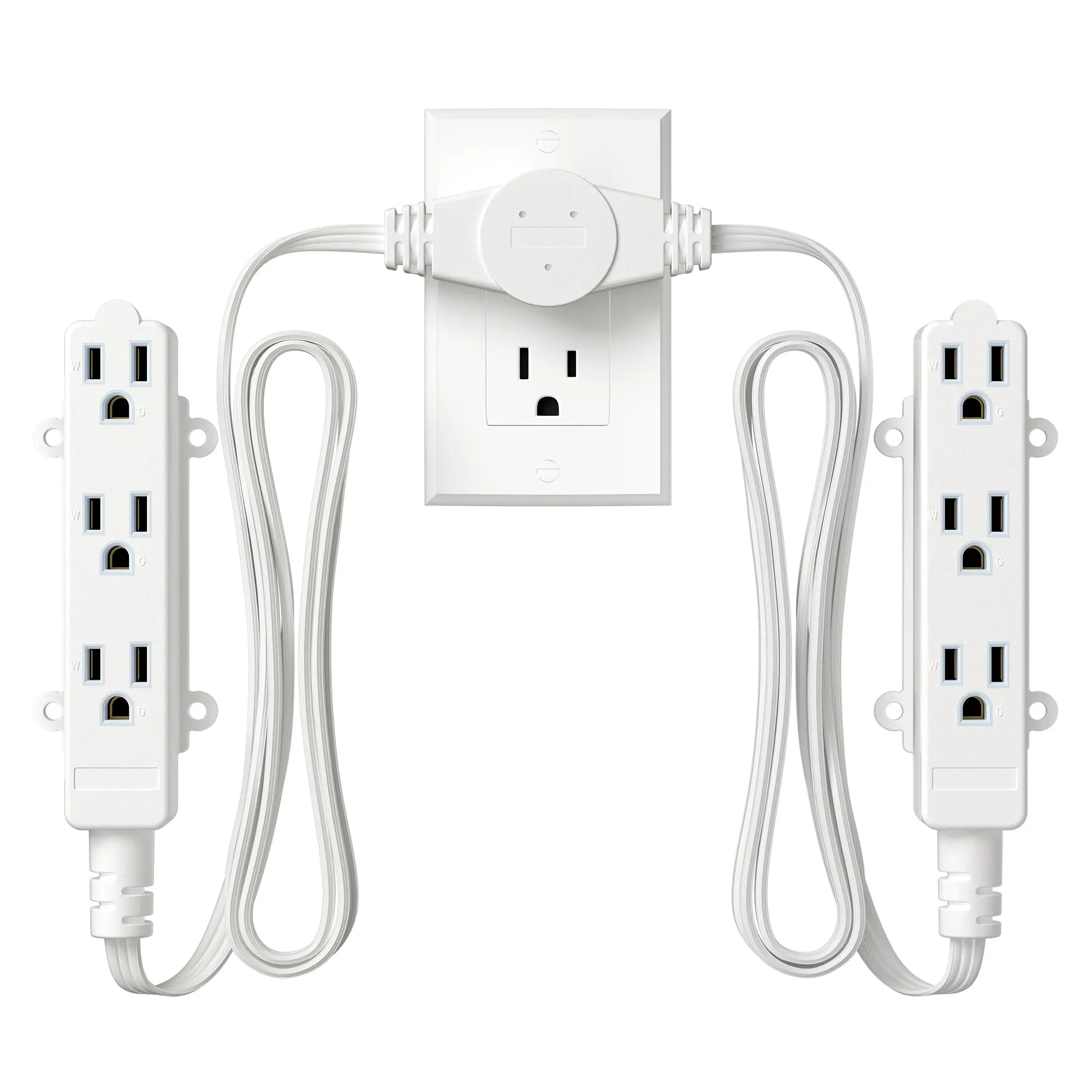 Dewenwils Compact Twin Extension Cord Splitter - 5 FT Dual Cords, 3 Outlets Per Side, Plastic Body Power Expander for Home Office Small Spaces