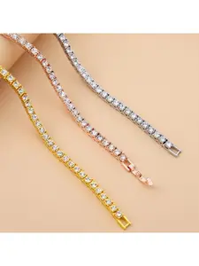 New Fashion Zircon Bracelet Ins Simple Gold Full-Diamond Tennis Bracelet Light Luxury Jewelry Women's Bracelet Wholesale