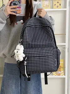 Stylish plaid backpack—a chic, casual, and fresh-style bag perfect for campus life or commuting.