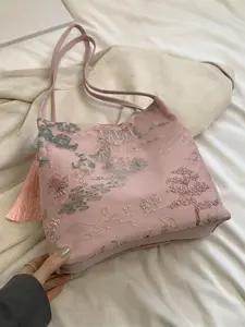 Women's Elegant Embroidery Design Crossbody Bag, Fashionable Magnetic Closure Shoulder Bag for Daily Used, Casual Trendy Versatile High-quality Daily Commuting Bag, Casual Trendy Purse