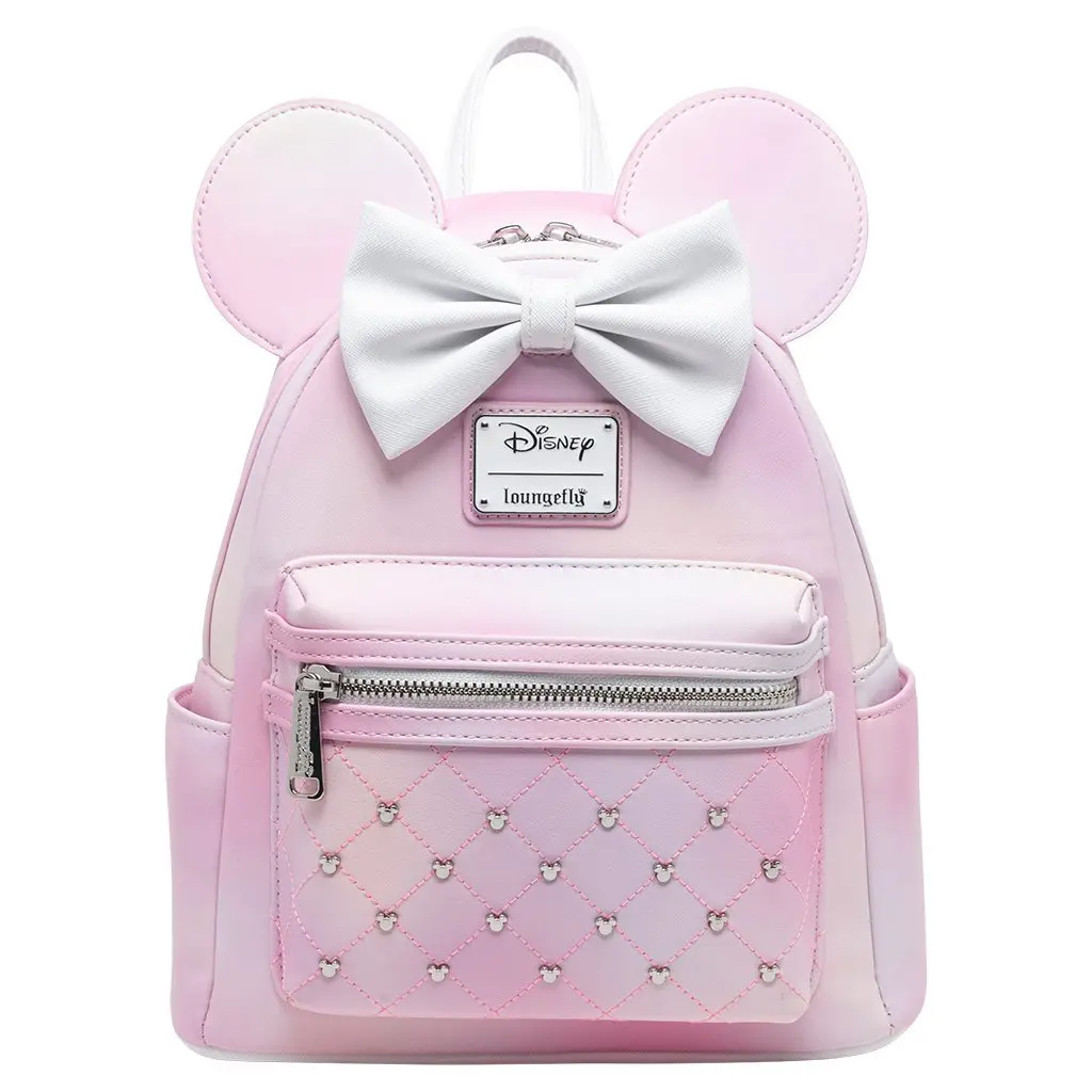 Loungefly Disney Minnie Mouse Classic Series Cute Adjustable Faux Leather Mini Daily Backpack, Sakura Edition, Backpack Cute