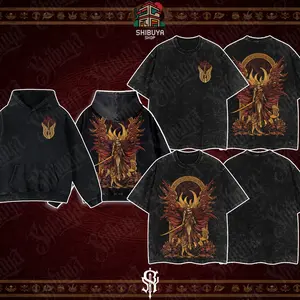 [Shibuya] "Malenia Rot Queen" - Elden Ring Game Edition Double Printed Oversize Lightweight Acid Washed Tee Hoodie, Elden Ring Fans, RPG Game Graphic Hoodie, Streetwear Hoodie Unisex Oversize Gift for RPG Game Lovers wind breaker world tshirts book merch