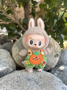 Cute Fruit Overalls for Labubu Plush 17cm - Orange Suspender Trousers Clothes (NO DOLL)