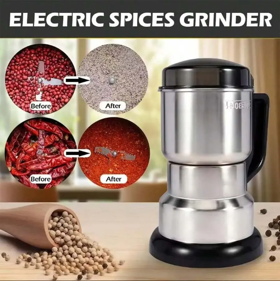 Pieces High Power Grinder, Stainless Steel Small Home Grain Mill, Kitchen Cooking Wall Crusher, 110-130V US Plug, No Battery Required, Ideal Holiday Gifts
