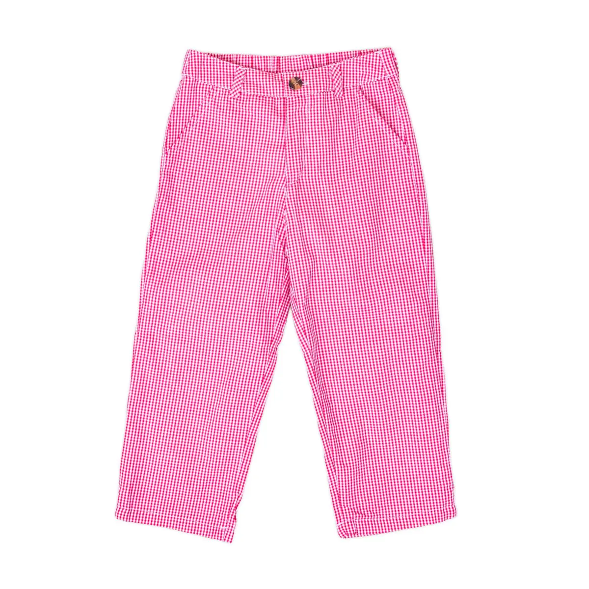 Red Gingham Standard Pants - Boys' Classic Button Front Pant