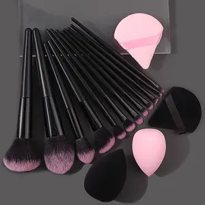 Hot-selling 12-piece multi-purpose makeup brush set + 4-piece ultra-soft makeup powder pads and sponge makeup eggs - complete set of portable and powder-resistant Cosmetics Makeup Tools
