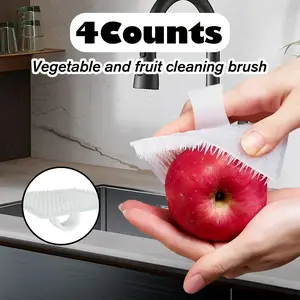 4 Counts Vegetable Scrubber, Dense Bristle Brush to Clear Dirt and Mud from Root Crops and Fruits
