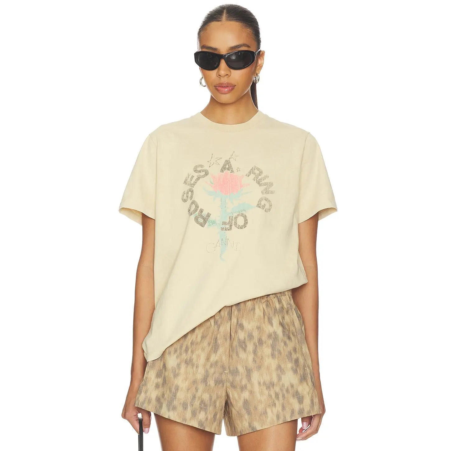 Ganni Future Heavy Jersey Oversized T-shirt in Safari