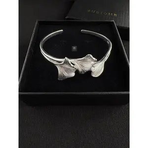 Adjustable S925 Silver ginkgo bracelet