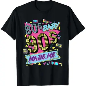Vintage 1980s 80's Baby 1990s 90's Made Me Retro Nostalgia T-Shirt Graphic Tees Women Men's 100% Cotton T-shirt Causal Tops