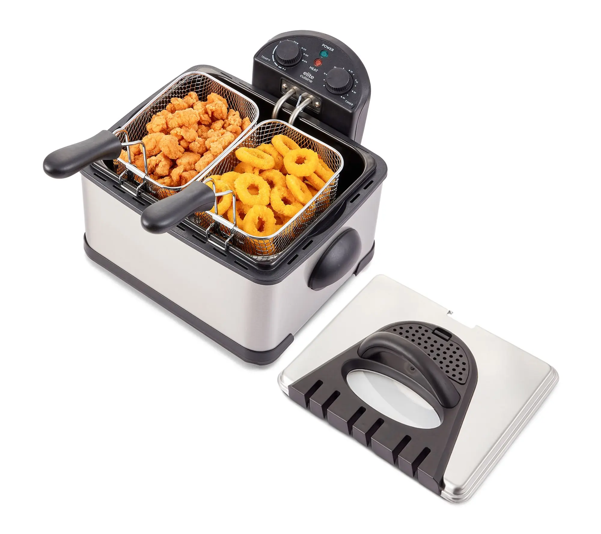 Elite Cuisine 4.5Qt Electric Deep Fryer with Dual Basket Elite Cuisine 4.5Qt Electric Deep Fryer with Dual Basket