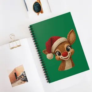 Christmas Spiral Notebook - Cute Reindeer Design, Holiday Planner, Gift for Kids, Journal, Back to School, Festive Notes