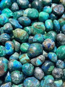 New Moon Beginnings Azurite Tumbled Stone from Peru with Unique Blue and Green Colors