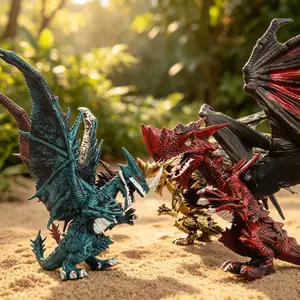 Realistic Western Flying Dragon Model Toy, Dragon with Wings Handmade Figure, Boy Dinosaur Model, Desktop Decoration Accessory with Realistic Detailing