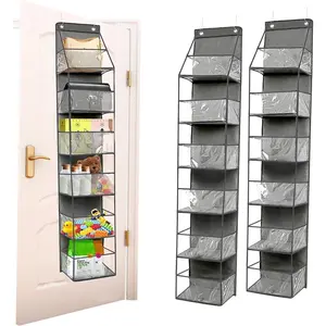 2 Pack 6-Shelf Over The Door Hanging Pantry Organizer(Grey)