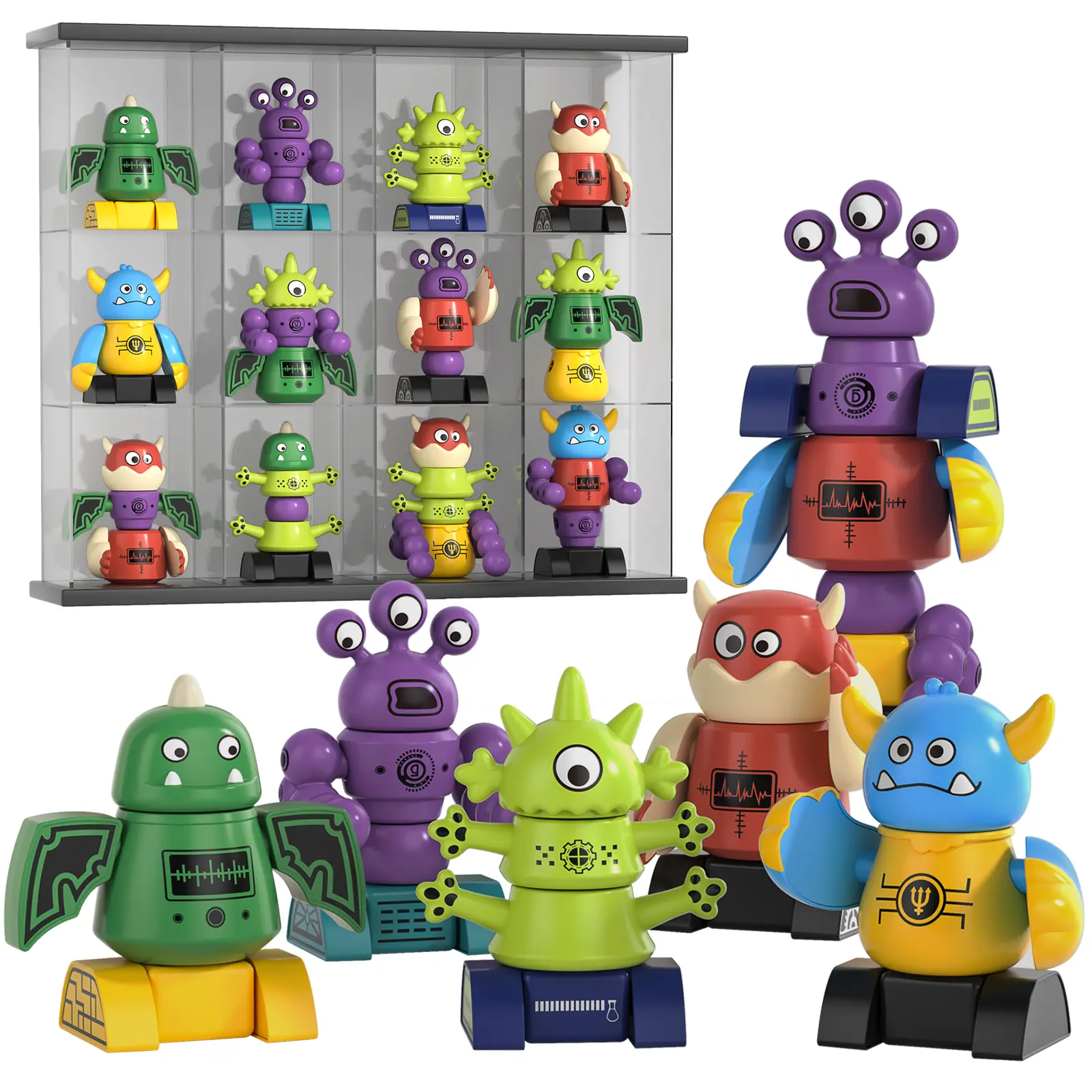 DIY Magnetic Alien Monster Building Block Toy - Halloween-Themed Kids Construction Playset with Detachable Forms,Burr-Free Non-Toxic Safe Plastic,Educational Role-Play Toy,Ideal Gift for Kids' Birthday Christmas,Great for Halloween Theme Party