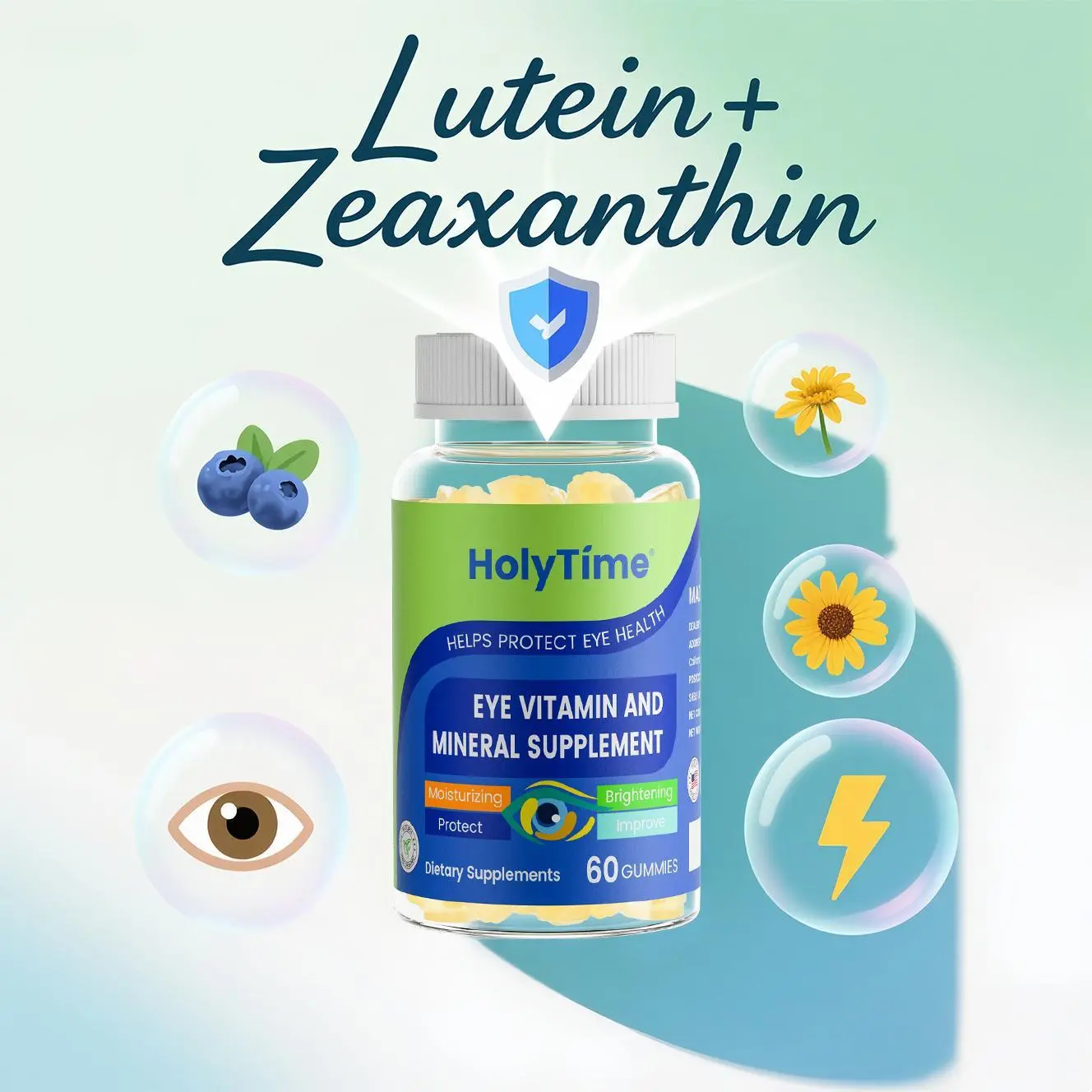 Holytime Eye Health Gummies for Seniors – Lutein + Vitamin C & E, Zinc & Copper – Vision Support & Antioxidant Defense - Doctor Recommended & Made in USA