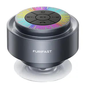 Bluetooth Shower Speaker, IP67 Waterproof Portable Shower Speaker with Suction Cup, Built-in Mic and Dynamic LED Lights, Handsfree Wireless Speaker for Bathroom, Party, Beach