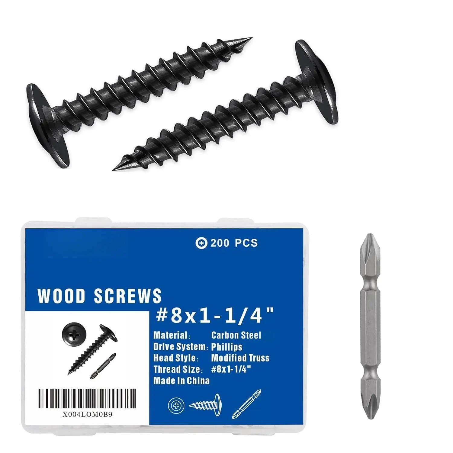 (200pcs) #81-1/4" Black Truss   Screws Quick Metal Self Tapping Screws