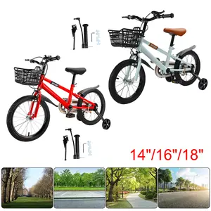 Stable Children's Bike Toddler Kids Bike 14"/16"/18" – Safe Ride with Training Wheels & Basket, Red/Cyan Color for Boys & Girls