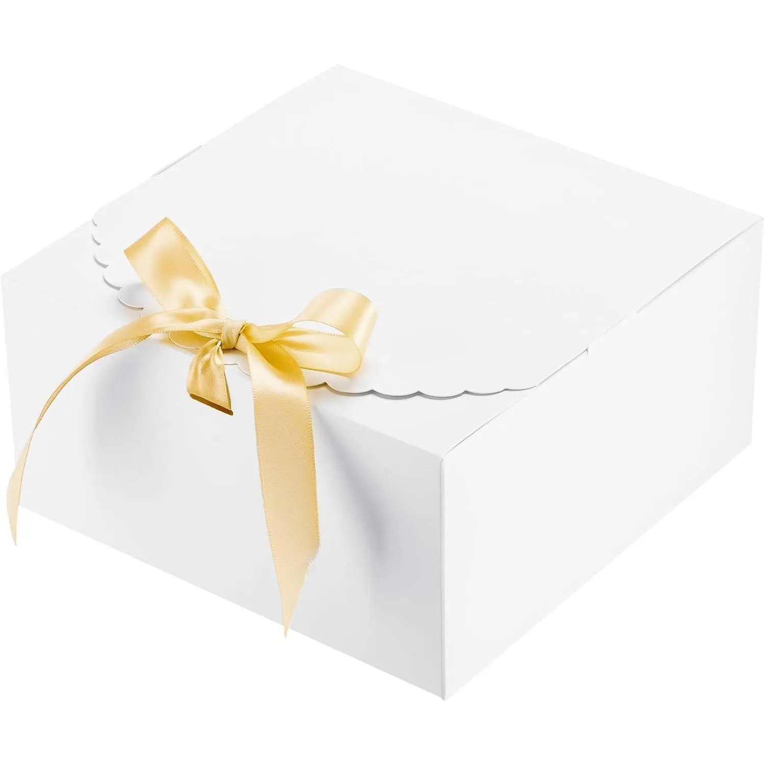 6 Pack 8x8x4 White  Boxes with  for Presents White  Box Bulk for Gifts Birthday Wedding Party Bridesmaid Proposal Box Christmas