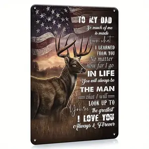 A vintage-style metal sign, designed with a deer hunting motif - waterproof and dustproof, a perfect gift for dad, suitable for wall decoration in the home, garden, and for rustic home decor  Durable metal signs, metal wall art decoration