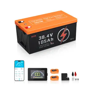VEVOR 36V 105Ah Golf Cart Lithium Battery,  36 Volt Golf Cart Battery with 200A BMS, LCD Monitor and Mobile APP, LiFePO4 Battery with 600A Peak Current, ABS Shell and 4000+ Cycles, for Golf Carts