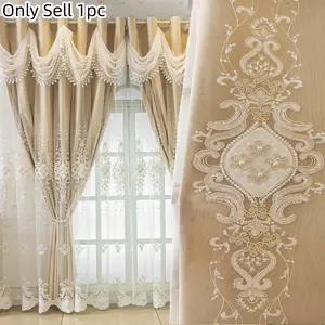 1pc European Dream Living Room Balcony Sunblock Curtain, UV Protection, Bedroom, Thickened Ruffled Wave Decor, Dual Layer High-End New Style