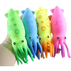 Set of 4 Large Squid Soft Fluff Doh - Filled Squeeze Stress Balls - Sensory, Stress, Fidget Toy Super Soft (All 4 Color Squids)