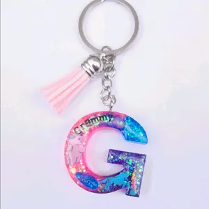 Cute Unicorn Personalized With Name Initial Keychain