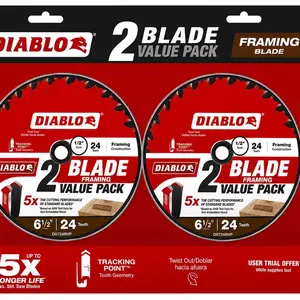 DIABLO 6-1/2in. x 24-Teeth Framing Circular Saw Blade for Wood (2-Pack)