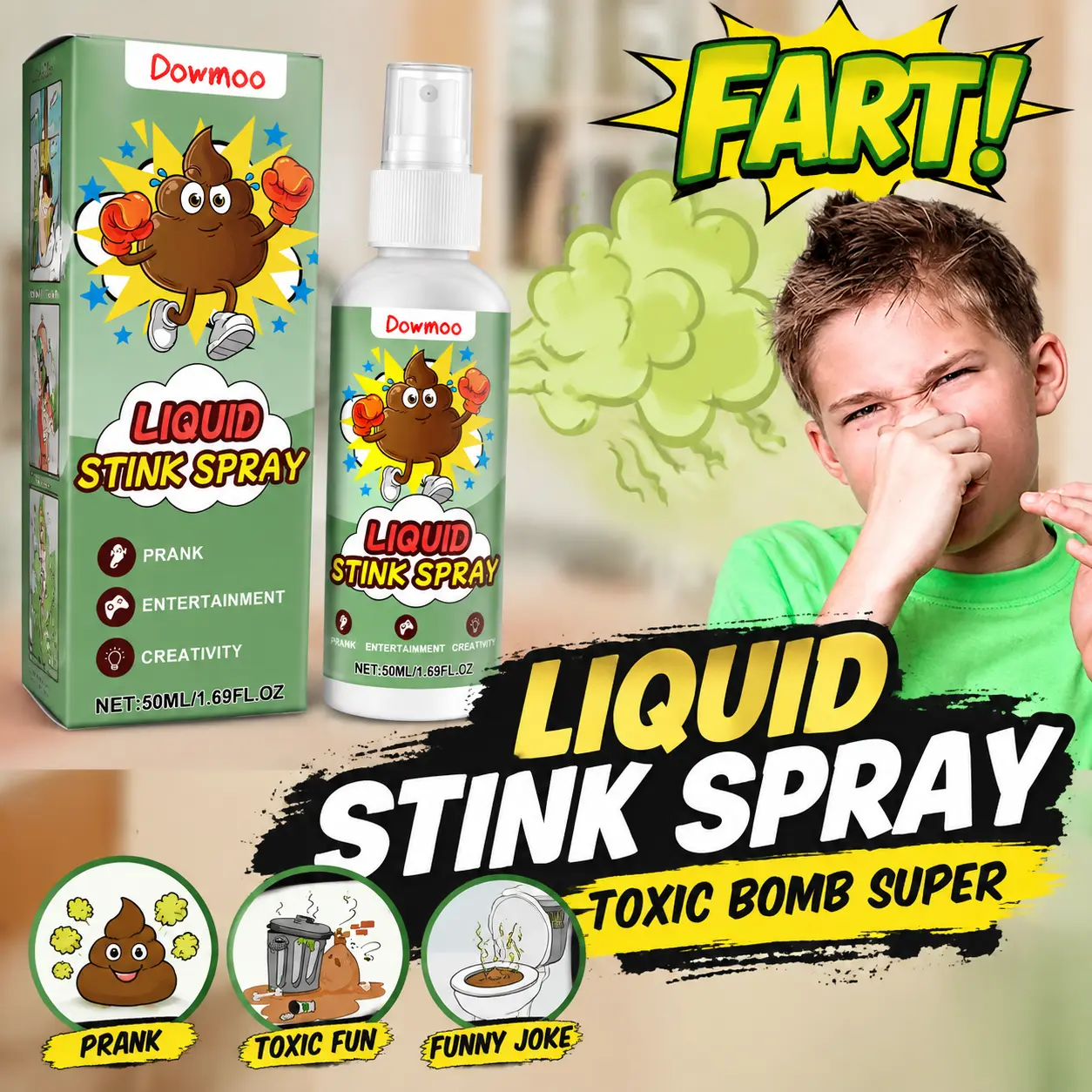 Liquid Ass Fart Spray Toy Realistic Odor Stink Spray Gag Gift Party Pranks Birthday Party Favor Christmas Party Favor Novelty Gift Classic Novelty Toy Kids Adults Prankster Gift 50ml