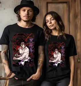 New Year   Kokushibo T-shirt  Demon Hot Anime Slayer Kimetsu No Yaiba Anime Manga Black Shirt Short Sleeve FZN