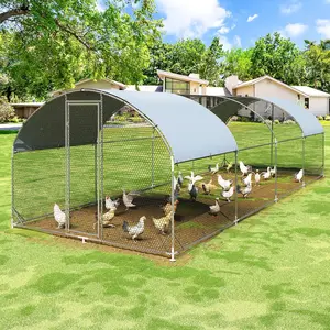Polar Aurora Chicken Coop Large Metal Chicken House Chicken Coops Walk-in Poultry Cage Galvanized Chicken Run House Dome Shaped Coop with Waterproof Cover for Rabbits Duck Walk-in Chicken Run for Backyard Farm Chicken Pen