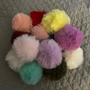 Puff Balls Wristlet Chapstick and Hand Sanitizer - Multicolor Soft Plush Keychain for Everyday Use