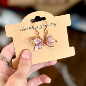 Handmade custom design Butterfly earrings and pendant necklace ~customizable made to order color options~delicate matching jewelry set~ Pure Copper & UV epoxy butterfly jewelry gift