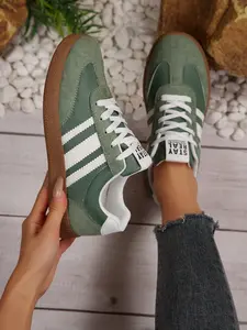 Women's Casual Anti-Slip Skate Shoes, Thick Sole Flat Leather Design, Comfortable Lightweight, Multifunctional Practical, Low Top Sneakers, Non Slip Sneakers