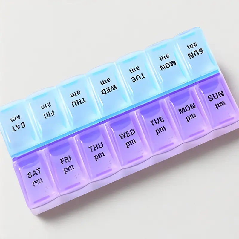 7-Day AM/PM Compartment Weekly Pill Organizer, Large Capacity BPA-Free Plastic Medication Dispenser, Portable Clear-Compartment Storage Case for Travel/Home, Elderly Use