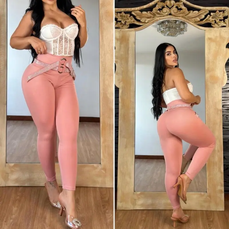 Colombian leggings pink cinto cruzado