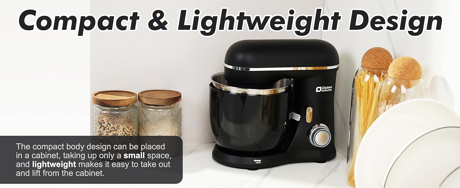 Kitchen in the Box Stand Mixer, 3.5QT Compact Kitchen Electric Mixer with Steal Mixing Bowls, 10-Speed Tilt-Head, Dough Hook, Flat Beater, Whisk – Lightweight, Small Stand Mixer for Baking, Cooking, Daily Use