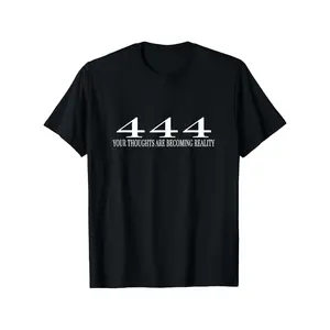 Mens 444 Angel Number Graphic Tee Streetwear Crewneck Short Sleeve Shirt Positive Vibes Manifestation Spiritual Aesthetic Everyday Casual Outfit