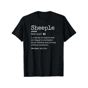 graphic t shirts Liberal Surrender Controlled Individuals Humorous Sheeple Definition T-Shirt, Ideal for Unisex Casual Wear with a Round Neck, Short Sleeves, Slightly Stretchy, Made of 100%, Available in Sizes S-XXXL