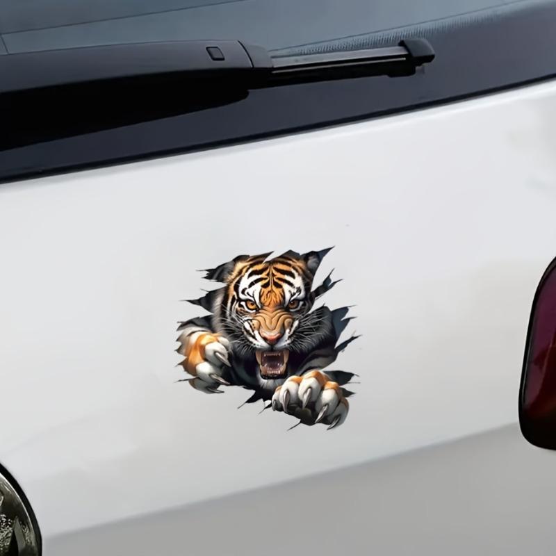 Tiger Face Sticker 5.12 x 5.12 Bright Orange Black Design Self Adhesive for Cars Laptops Trucks Plastic Wood Metal Glass Animal Theme Gift