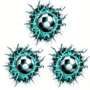 3 Pack Lightning Soccer Heat Transfer Vinyl Patches DIY Iron on Stickers for T Shirts Pillows Decor Colorful Durable Washerproof for Tee Hoodies Jeans Bags Hats